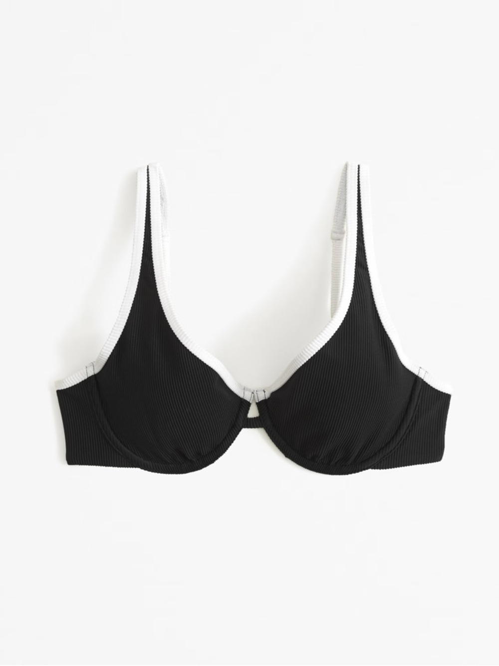 NWT Abercrombie & Fitch Black Bikini Top with White Trim